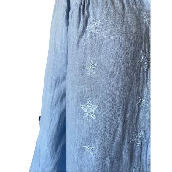 NWT Charlie B Linen Stars Embroidered Button Front Top size L - Picture 6 of 13